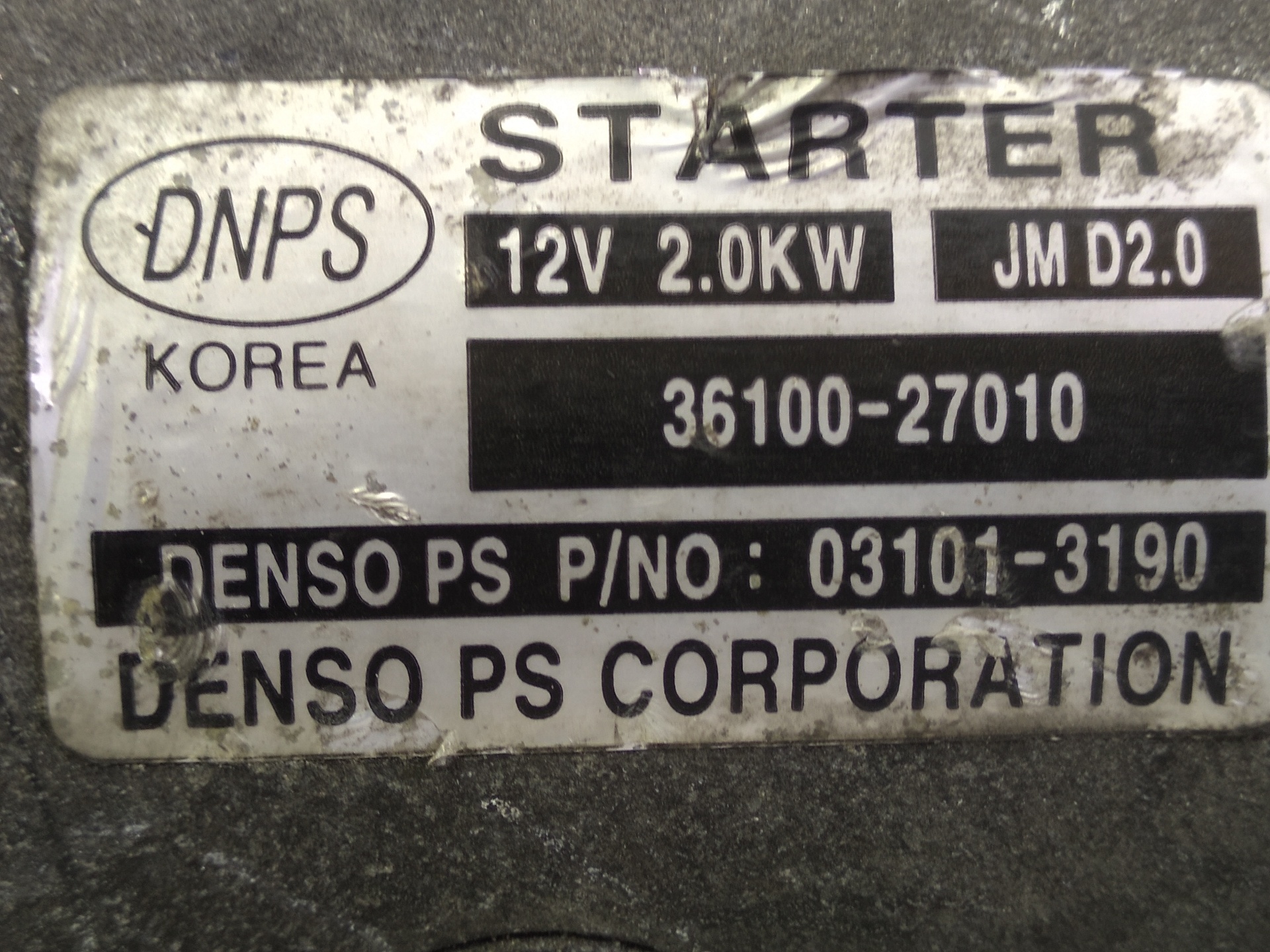 KIA Carens Startmotor 3610027010 25305450