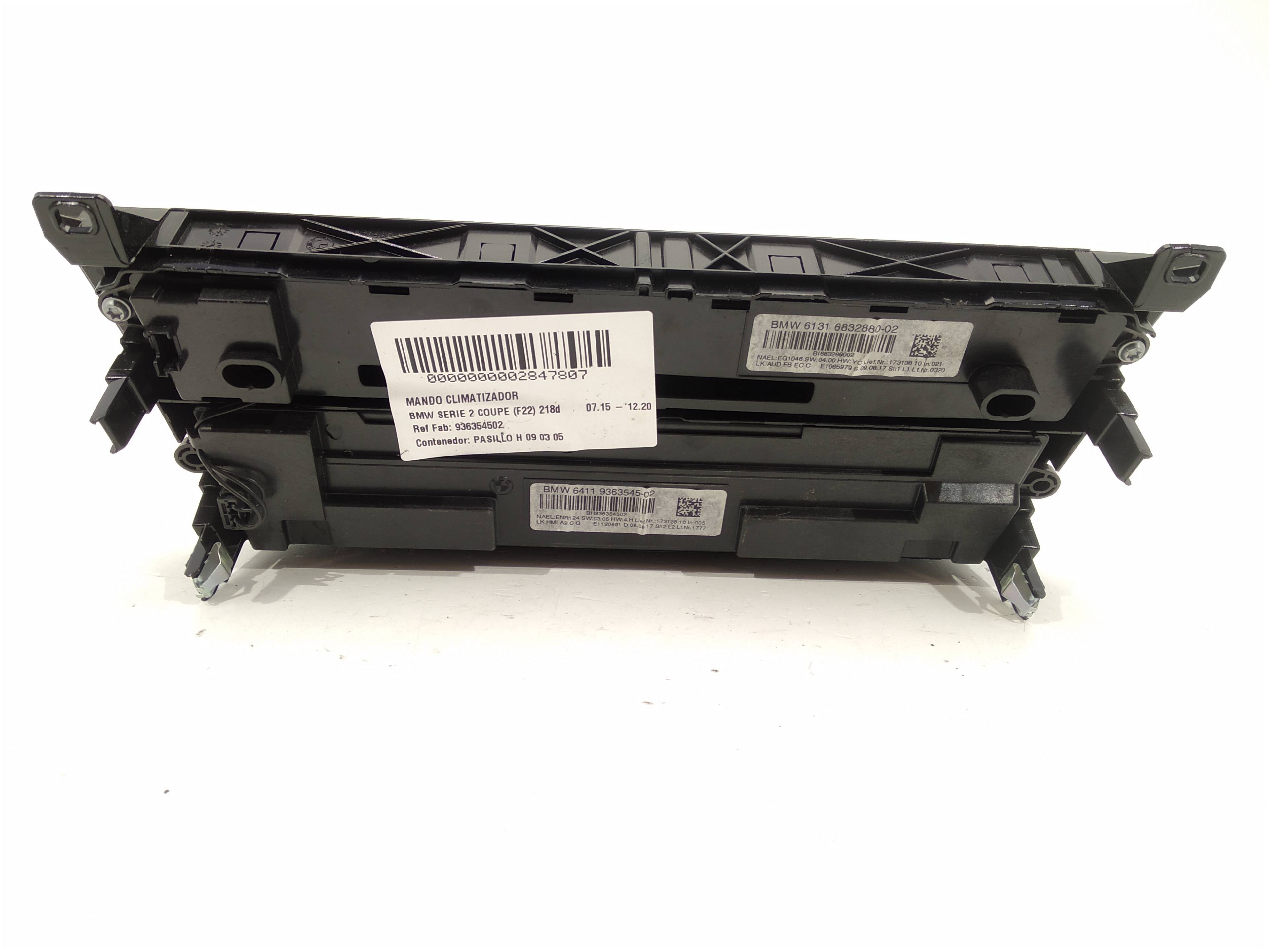 BMW 2 Series F22/F23 (2013-2020) Klimato kontrolės (klimos) valdymas 936354502,936354502 19335540