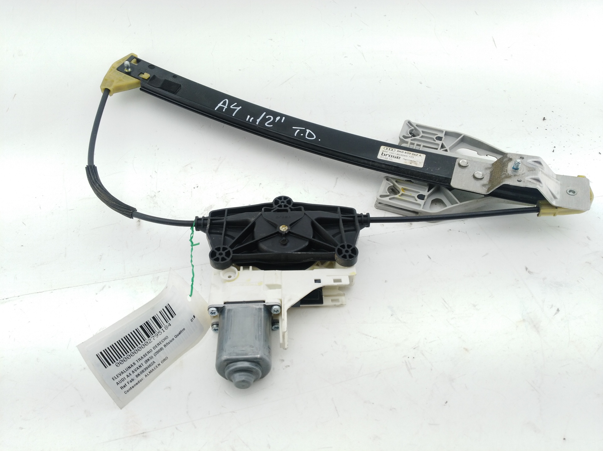 AUDI A5 8T (2007-2016) Rear Right Door Window Regulator 8K0839462A, 8K0839462A, 8K0839462A 19291207