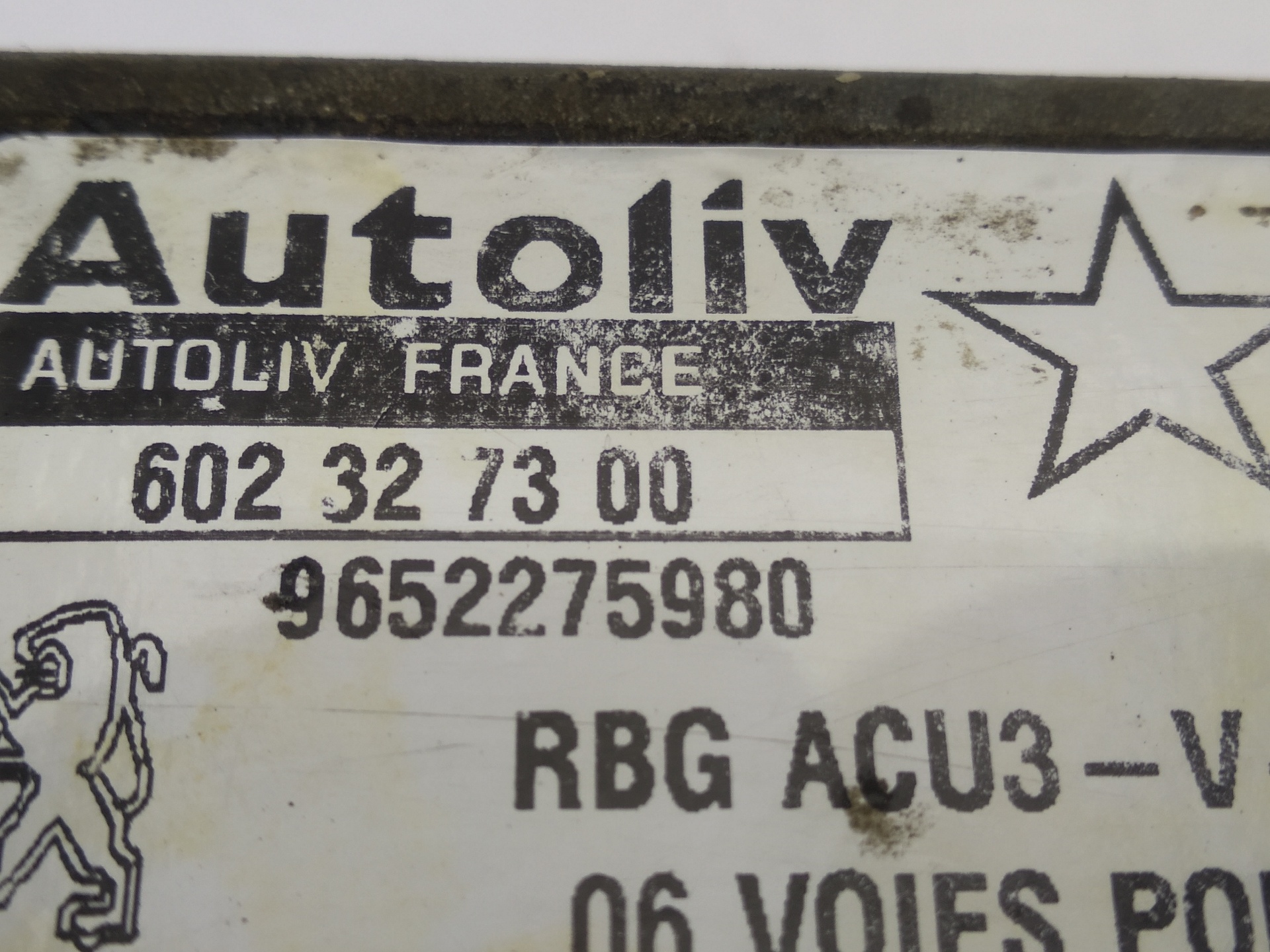 PEUGEOT 206 1 generation (1998-2009) Блок SRS 602327300, 602327300, 602327300 24514665