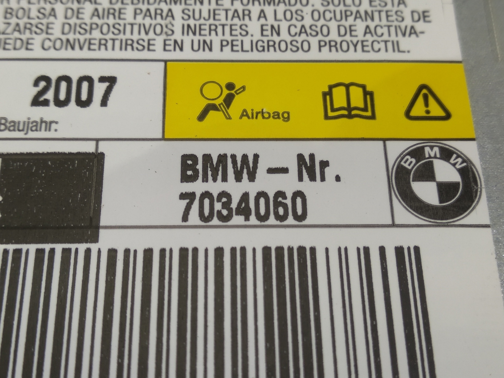 BMW 5 Series E60/E61 (2003-2010) SRS задней правой двери 7034060, 7034060, 7034060 24515595