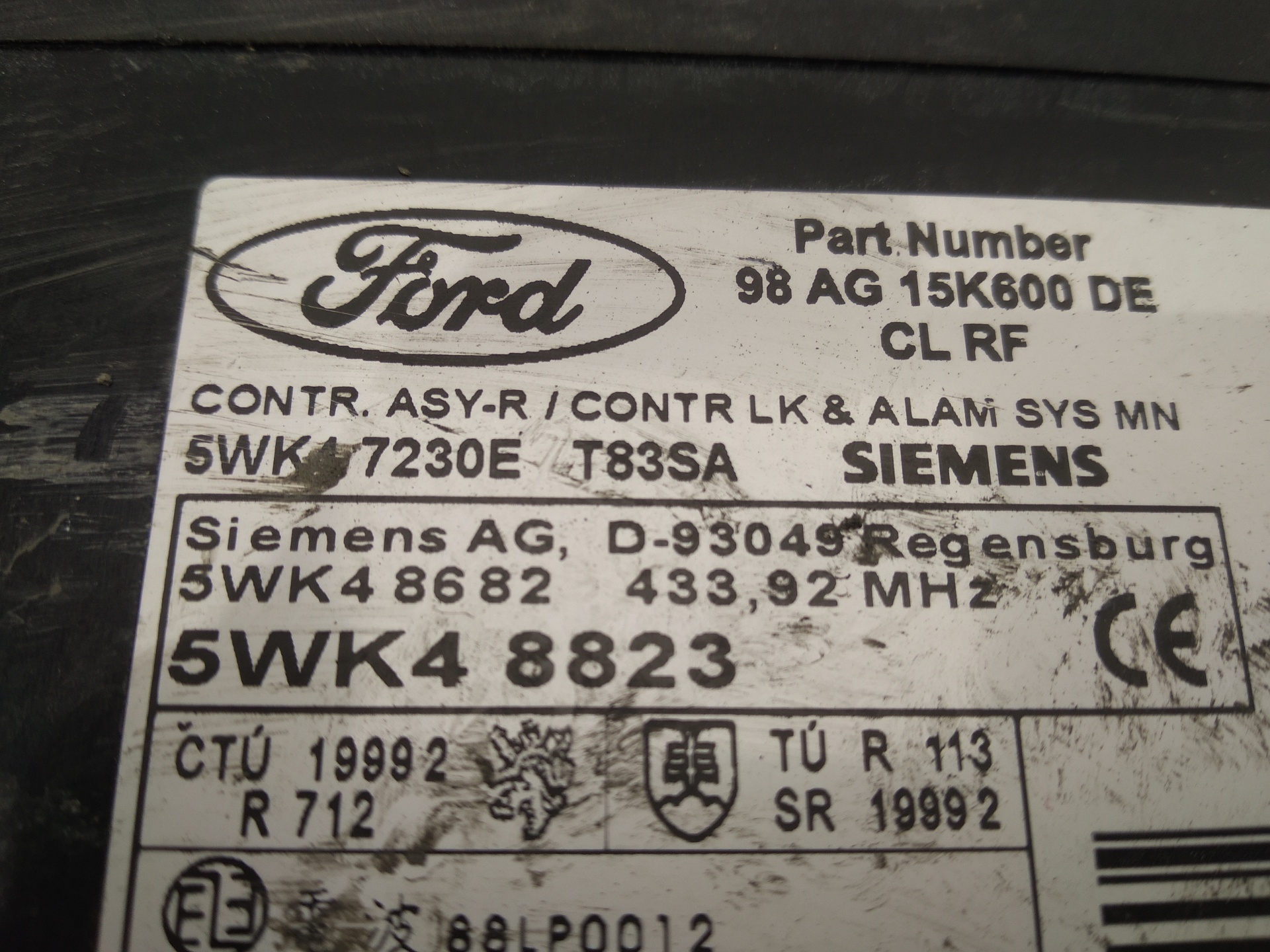 FORD Focus 1 generation (1998-2010) Other Control Units 98AG15K600DE, 98AG15K600DE, 98AG15K600DE 24513505