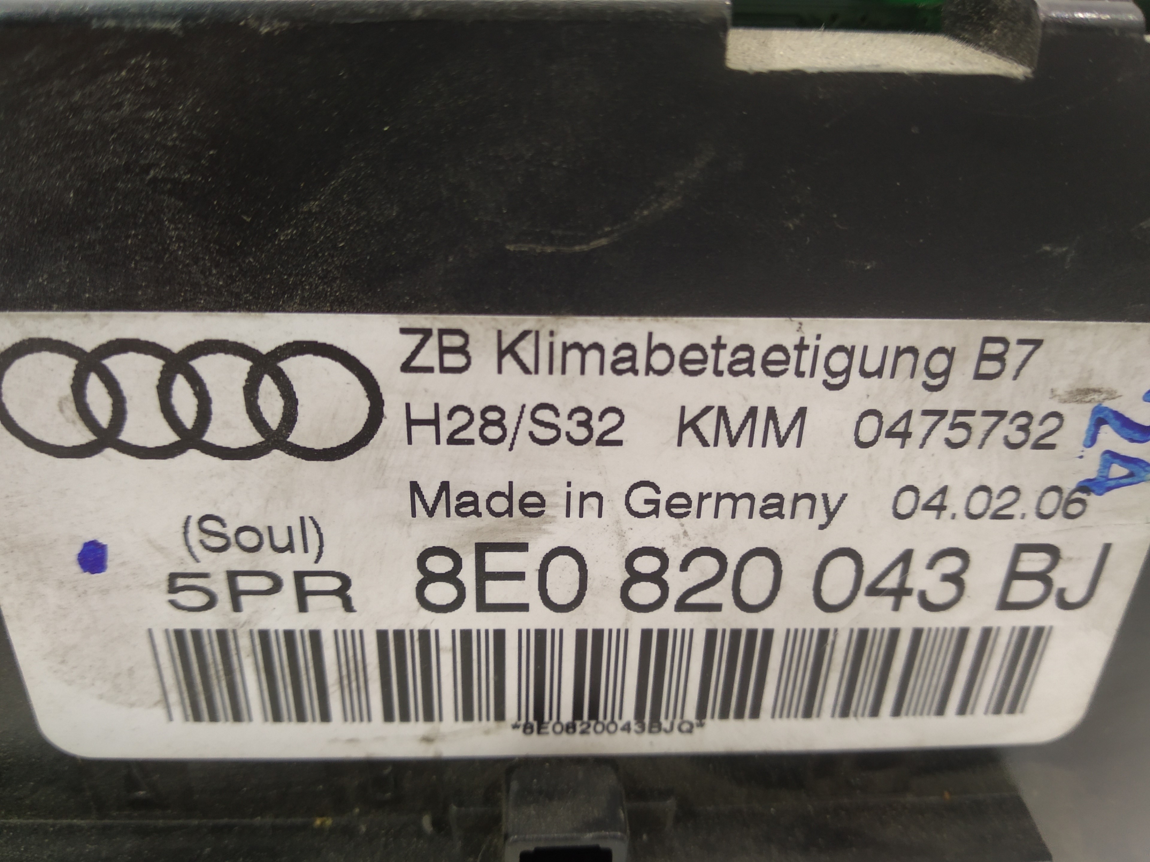 AUDI A4 B6/8E (2000-2005) Unité de climatisation 8E0820043BJ,8E0820043BJ,8E0820043BJ 24512619