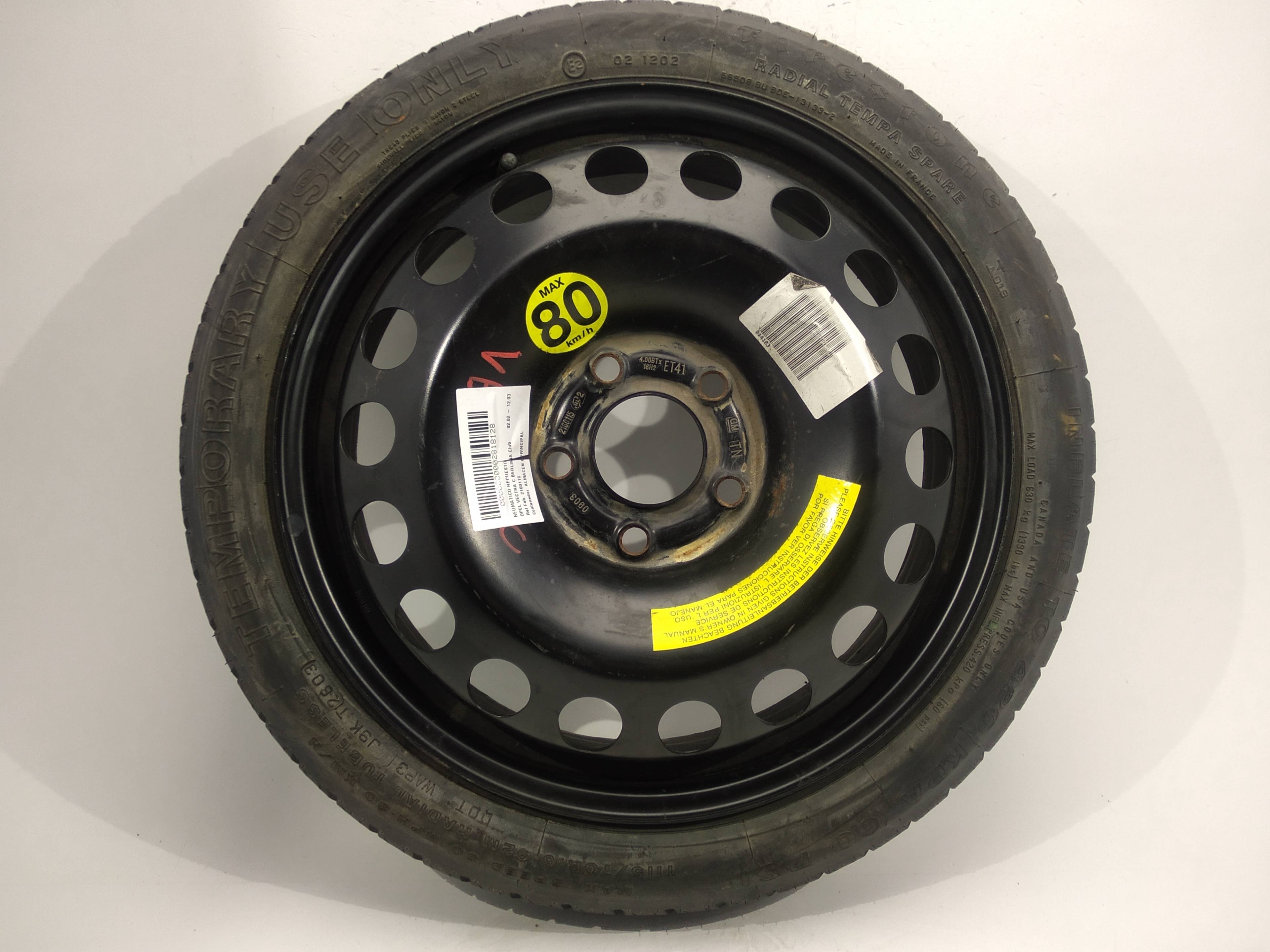 OPEL Vectra C (2002-2005) Spare Wheel 2160115, 2160115 19313162