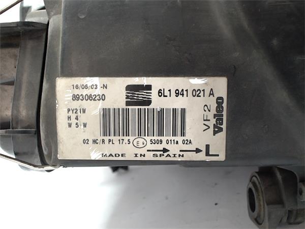 SEAT Ibiza 3 generation (2002-2008) Фара передняя левая 6L1941021A, 89306230 20500604