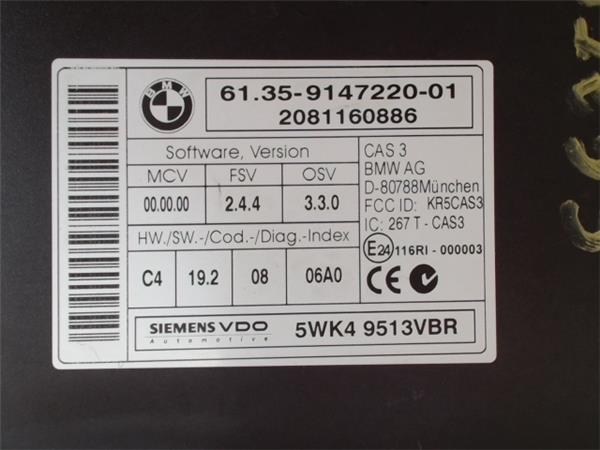 BMW 1 Series E81/E82/E87/E88 (2004-2013) Other Control Units 6135914722001, 5WK49513VBR 21112123