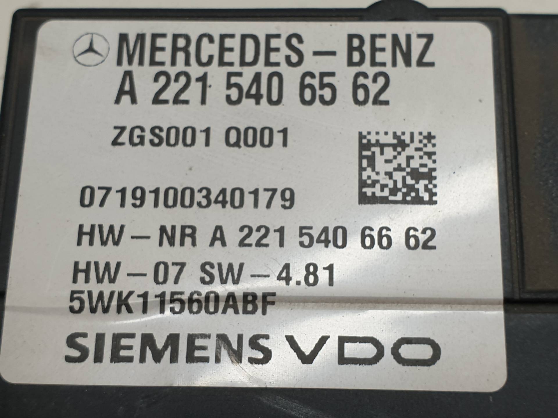 MERCEDES-BENZ C-Class W204/S204/C204 (2004-2015) Other Control Units A2215406562 25569073