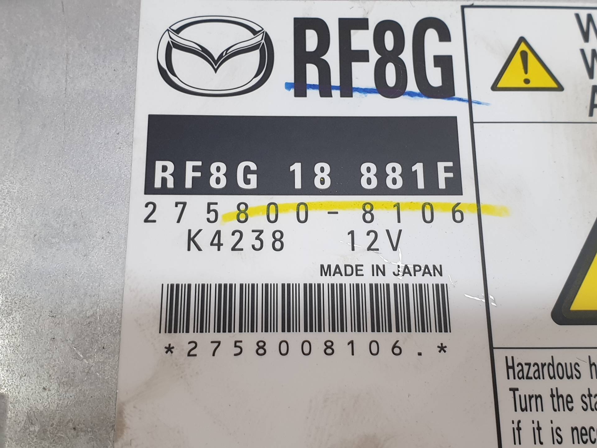 MAZDA 6 GH (2007-2013) Motorkontrollenhet ECU RF8G18881F 25570294