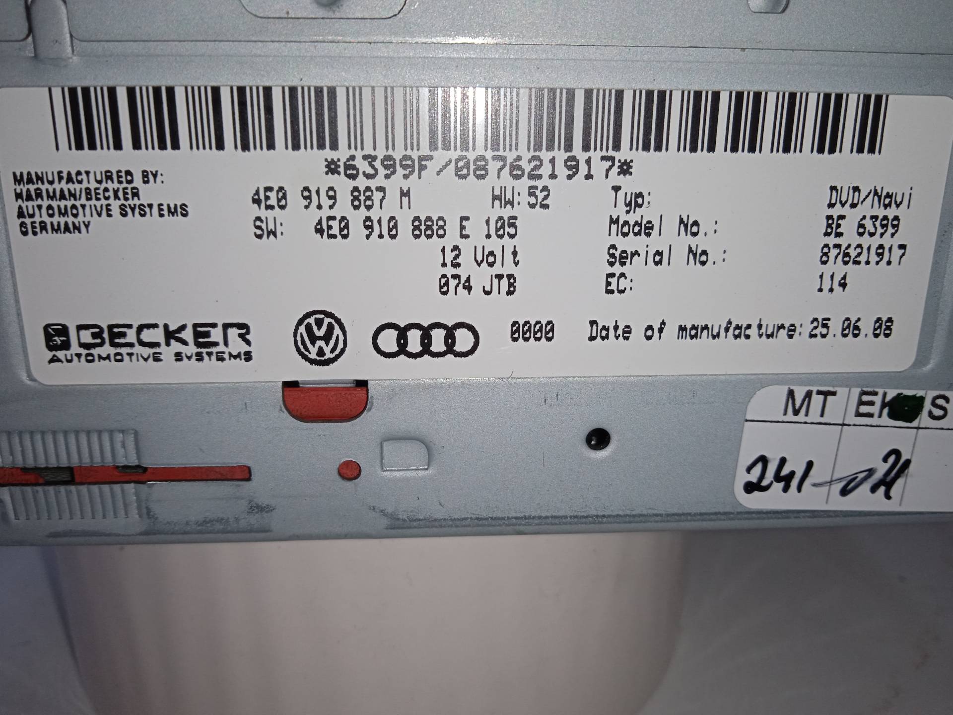 AUDI Q7 4L (2005-2015) Музичний плеєр без GPS 4E0919887M 24336977