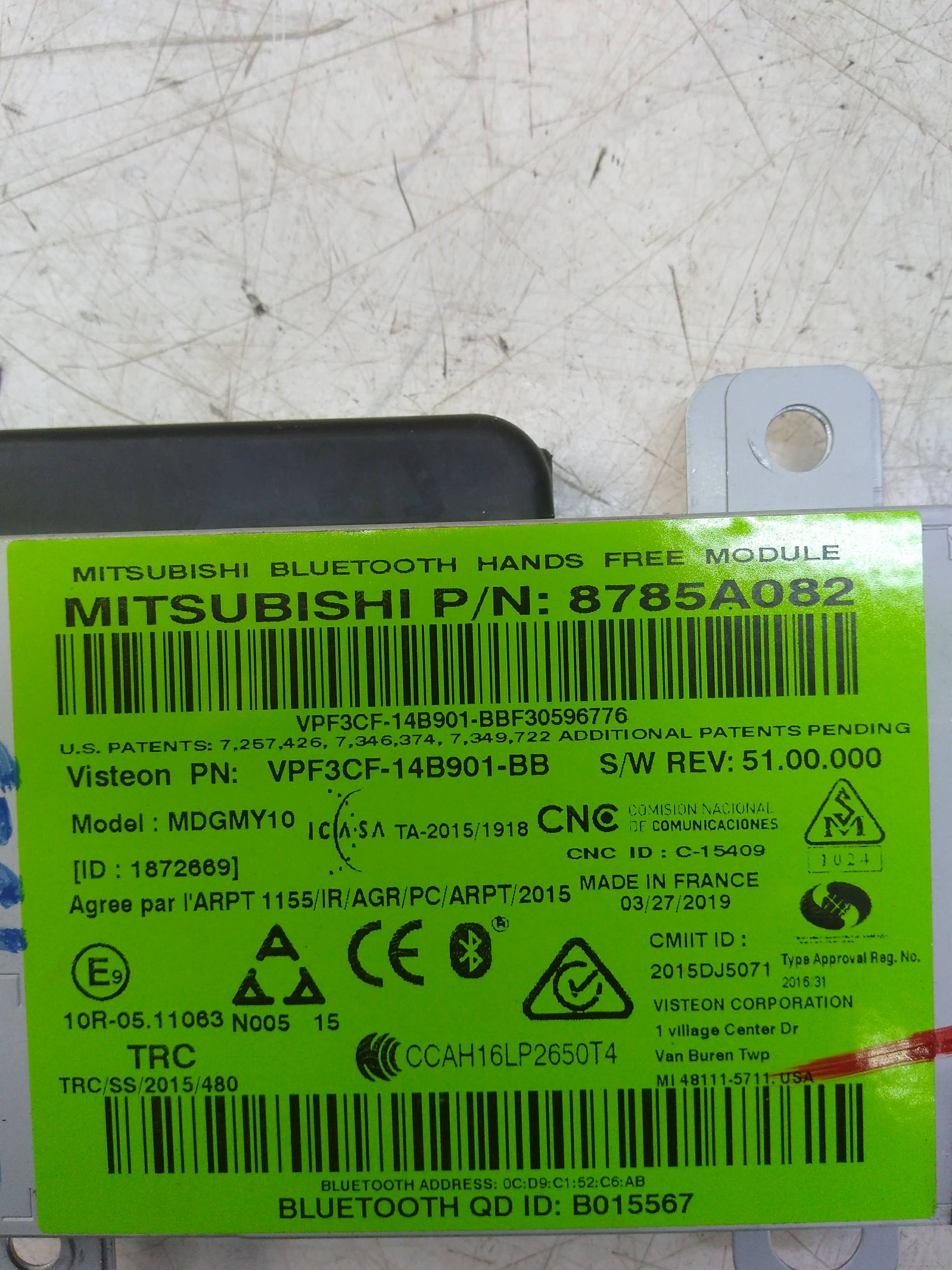 MITSUBISHI Space Star 2 generation (2013-2023) Autres unités de contrôle 8785A082 24327433