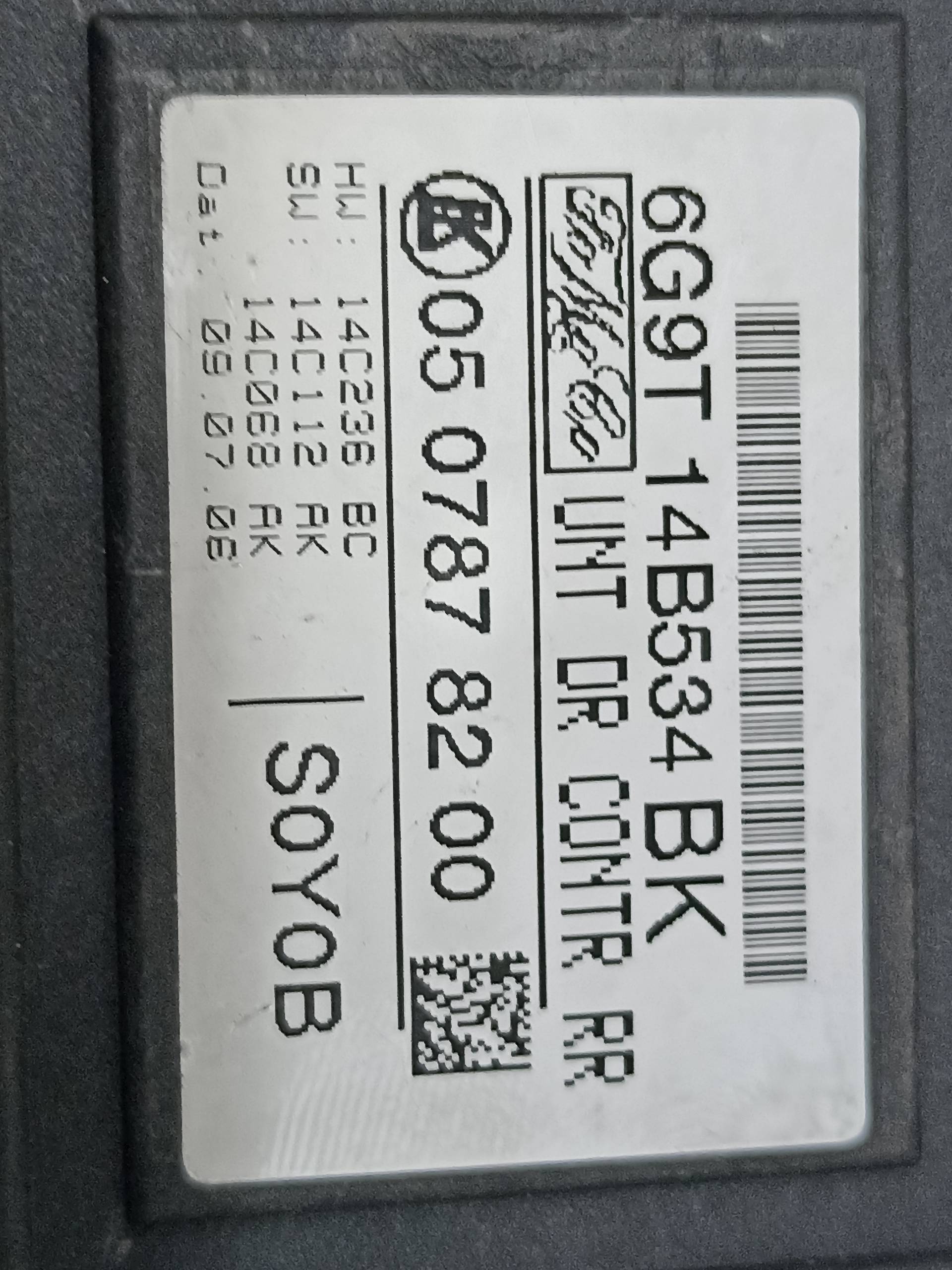 VOLVO S80 2 generation (2006-2020) Kiti valdymo blokai 6G9T14B534BK 24313183