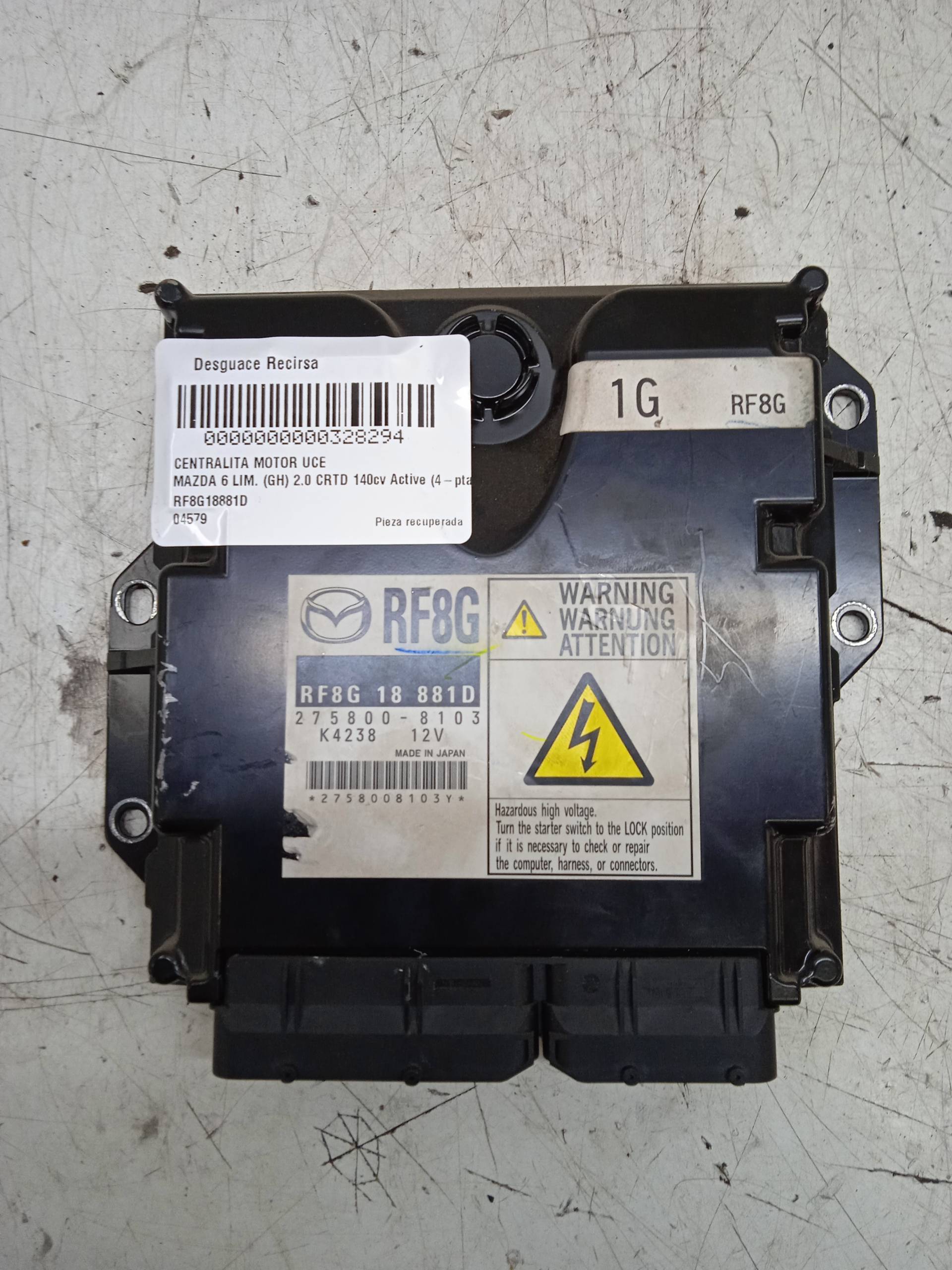 MAZDA 6 GH (2007-2013) Motorkontrollenhet ECU RF8G18881D 24332176