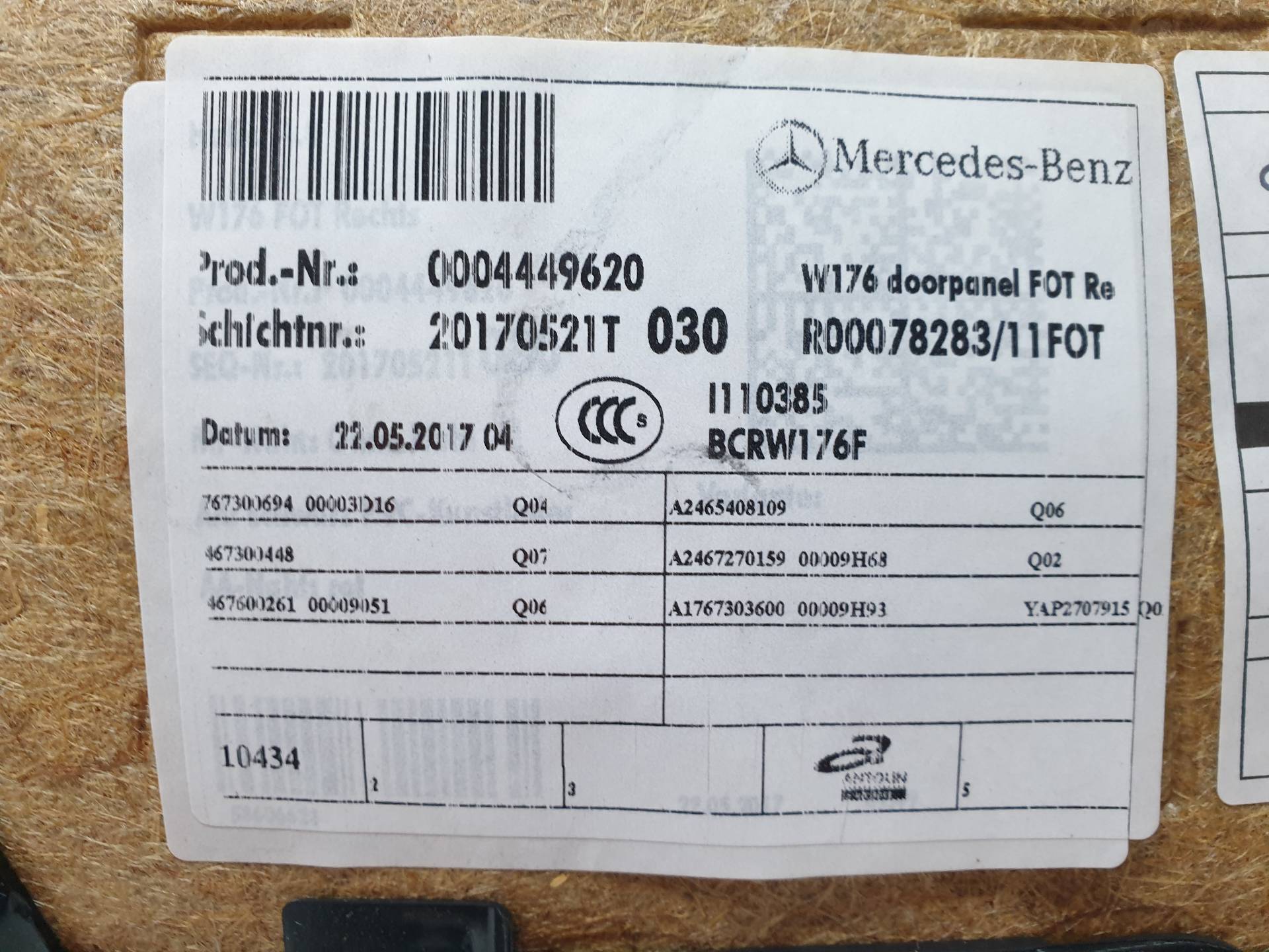 MERCEDES-BENZ A-Class W176 (2012-2018) Rear Right Door Panel 3006668700 24337099