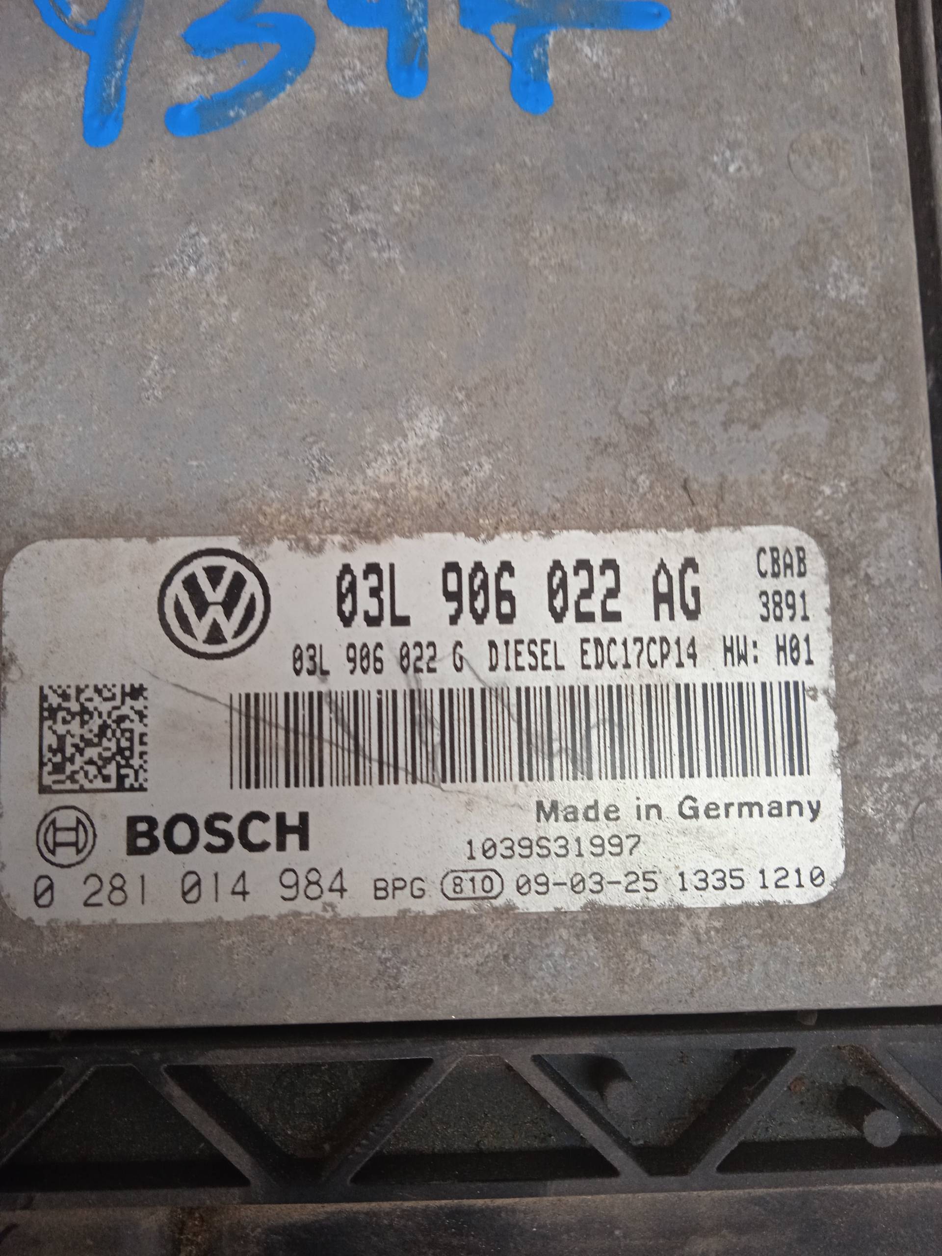 VOLKSWAGEN Golf 6 generation (2008-2015) Engine Control Unit ECU 03L906022AG 24329074