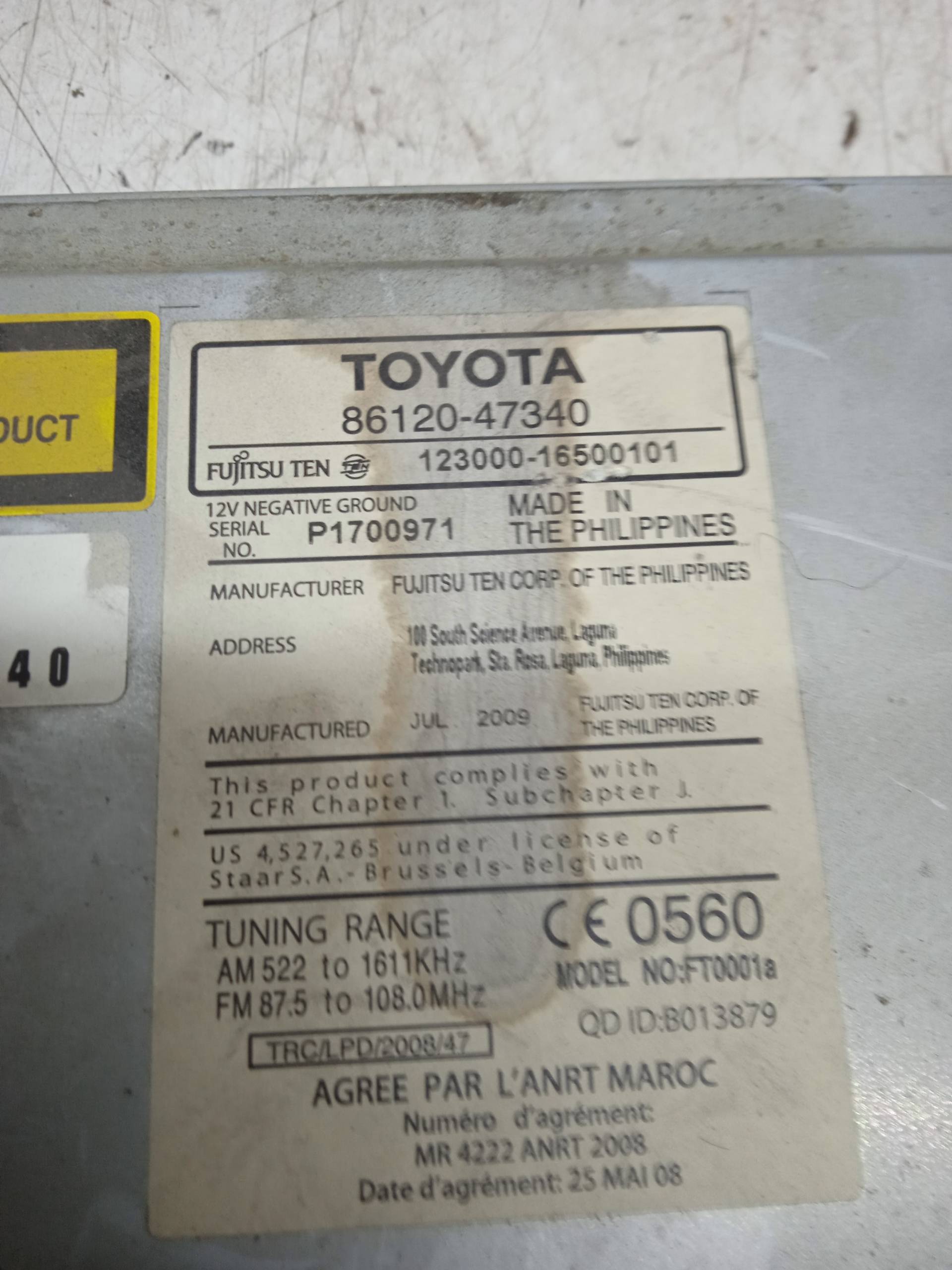 TOYOTA Prius 3 generation (XW30) (2009-2015) Muzikos grotuvas be navigacijos 8612047340 24331396