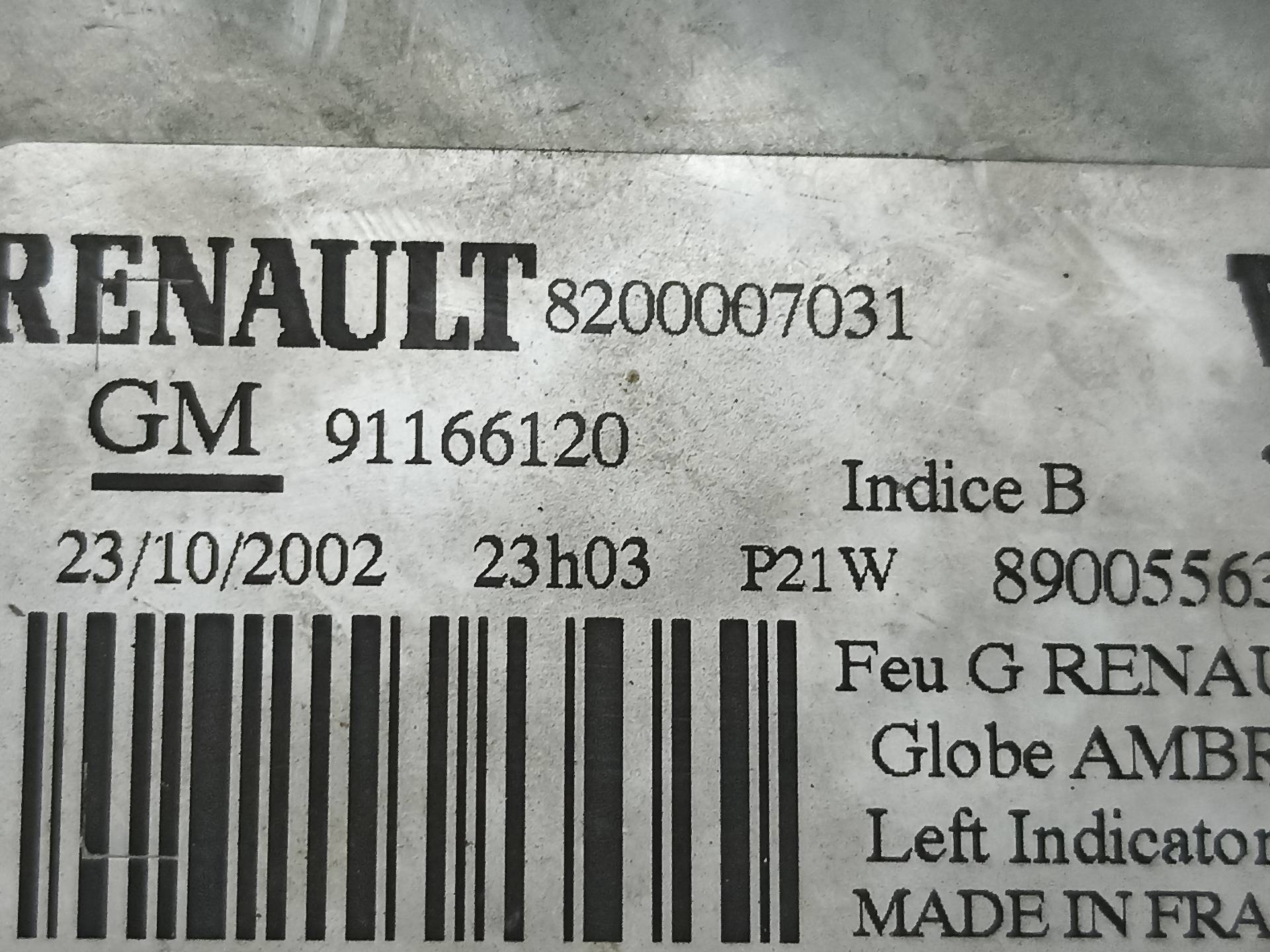 RENAULT Indicator semnalizare stânga față 8200007031 24301385