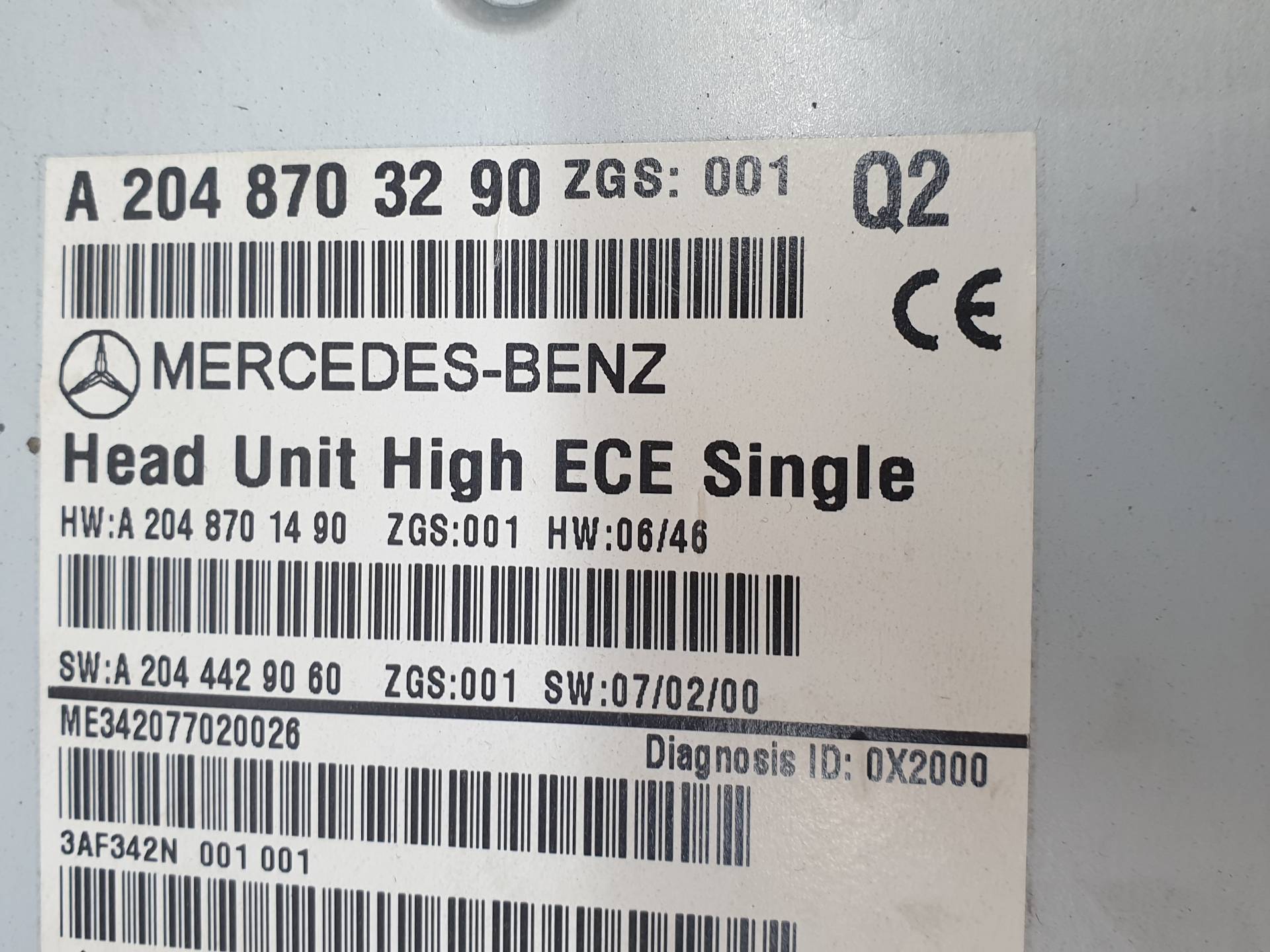 MERCEDES-BENZ C-Class W204/S204/C204 (2004-2015) Musiikkisoitin ilman GPS:ää A2048703290 25568948