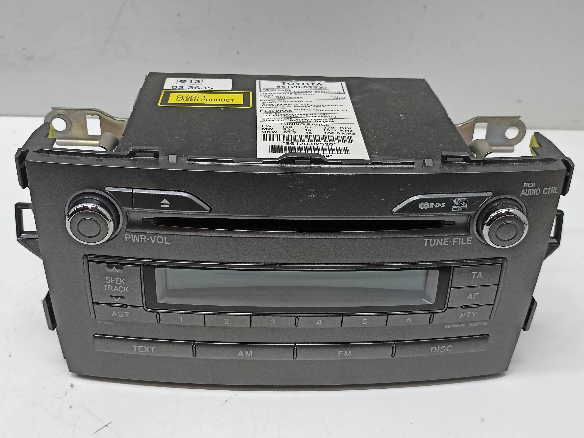 TOYOTA Auris 1 generation (2006-2012) Music Player Without GPS 8612002520 24334967