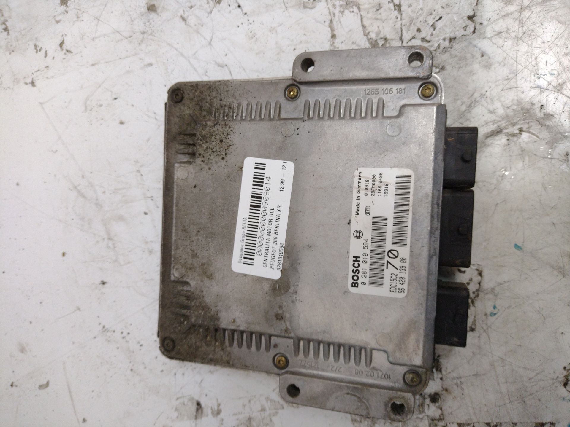 VAUXHALL 206 1 generation (1998-2009) Moottorin ohjausyksikkö ECU 0281010594 21280092