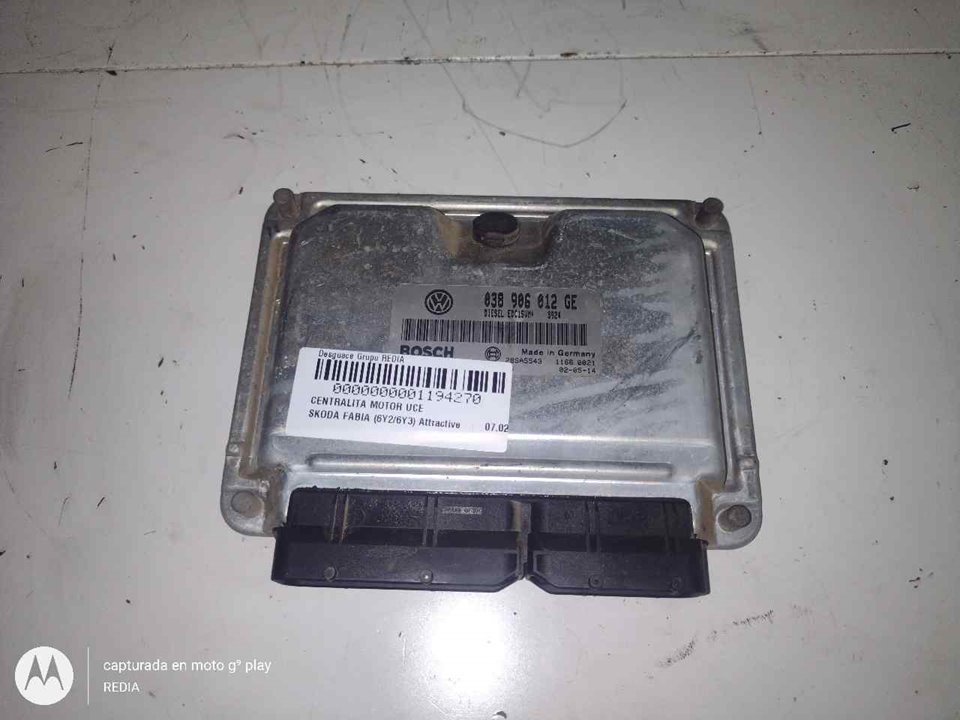 SKODA Fabia 6Y (1999-2007) Engine Control Unit ECU 038906012GE 20805037