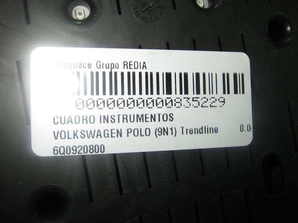 VOLKSWAGEN Polo 4 generation (2001-2009) Instrumentu panelis/spidometrs 6Q0920800 21279590