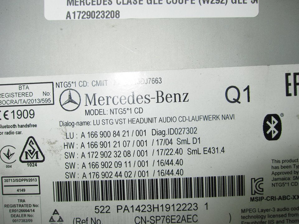 MERCEDES-BENZ GLE W166 (2015-2018) Автомагнитола без навигации A1729023208 24957443