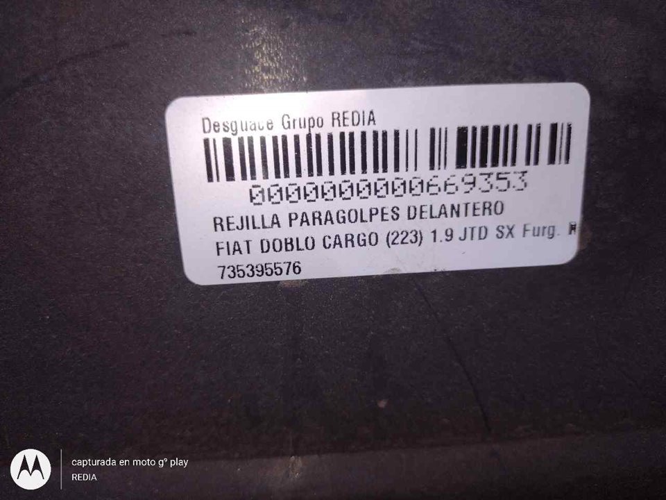 FIAT Doblo 1 generation (2001-2017) Front Bumper Lower Grill 735395576 21276249
