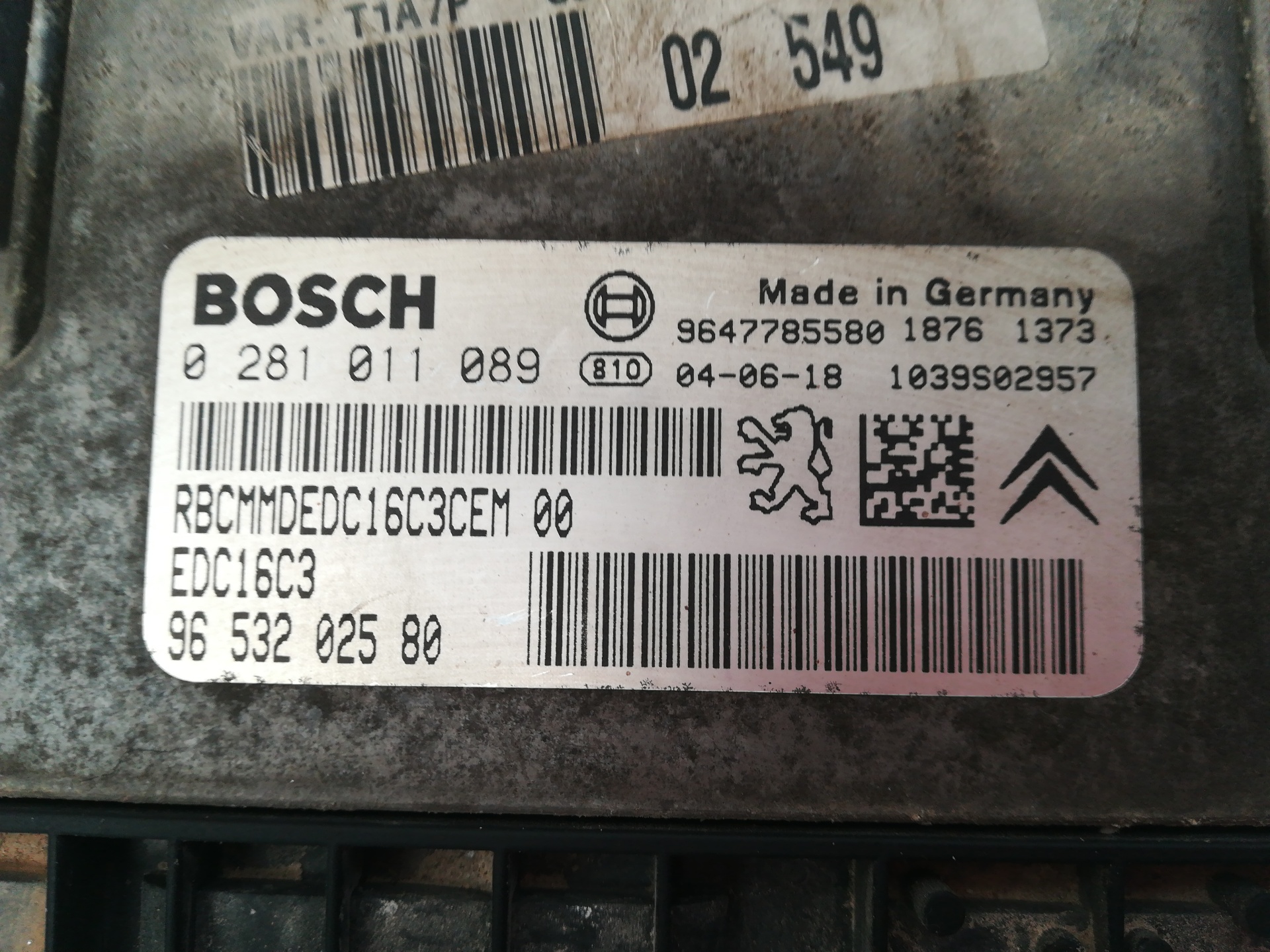 Switchboard engine uce 8HX 0281011089 de Peugeot 206 hatchback (2a/c) 2006-2007 68 CV
