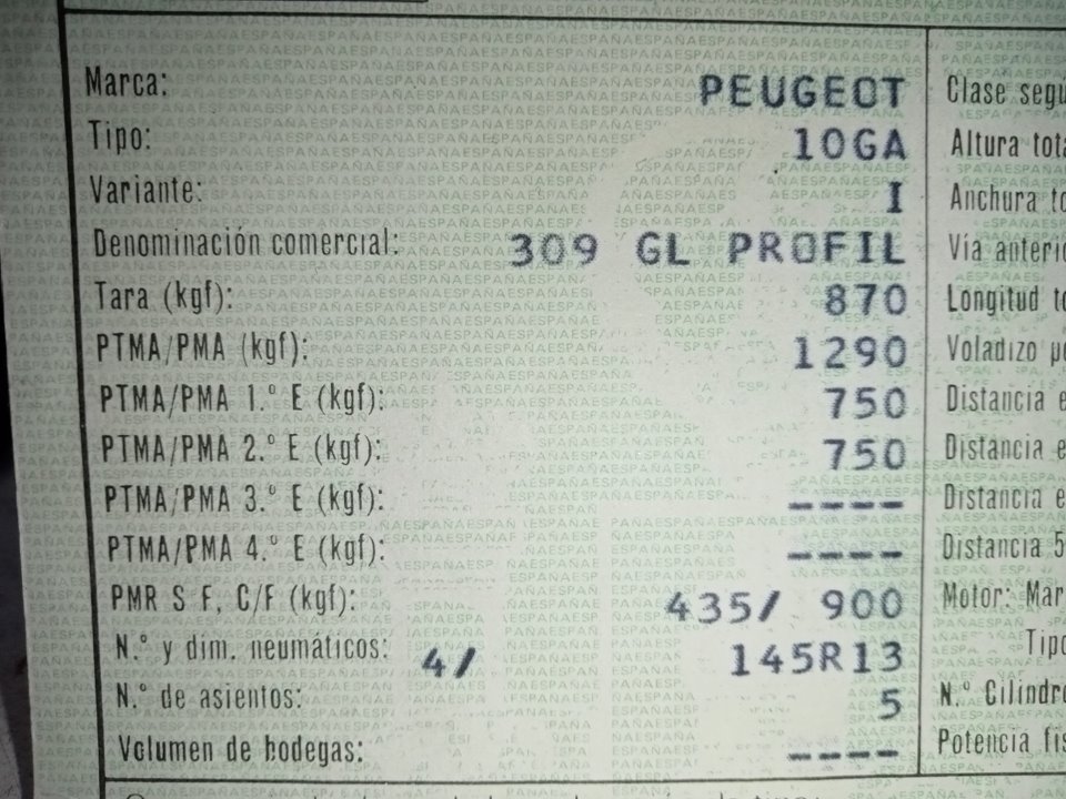 PEUGEOT 309 1 generation (1985-1993) Høyre foran sete 23590386