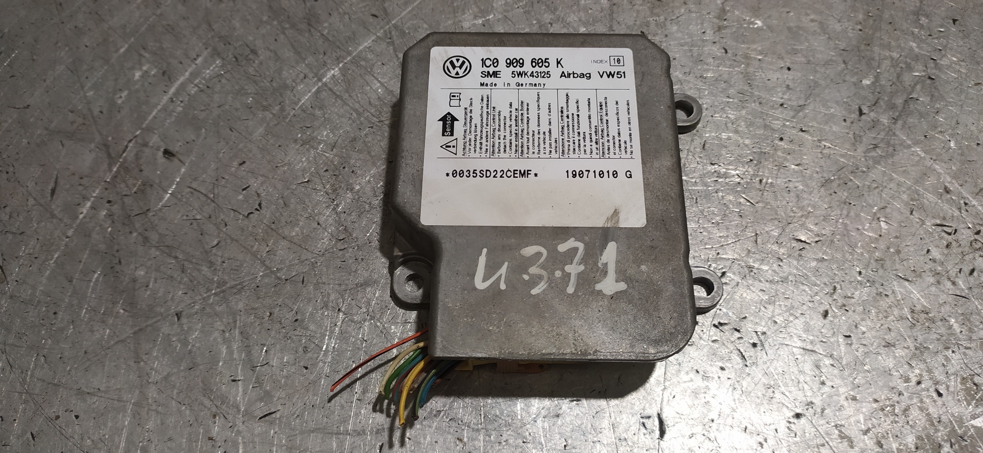 SKODA Roomster 5J  (2010-2015) SRS Control Unit 1C0909605K 20109662